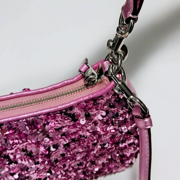 NWT AUTHENTIC Coach Teri Leather Purple Sequined Shoulder Bag - Picture 11 of 12